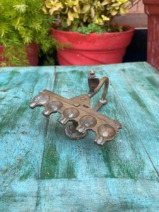 Ancient  Bronze Handcrafted Beautiful 5 Bowl Oil Deepak Pooja Lamp Jyoti  - Picture 1 of 10