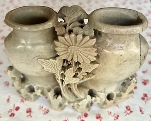 Jarrón antiguo chino tallado a mano con doble olla de olla de jabón doble olla - Imagen 1 de 10