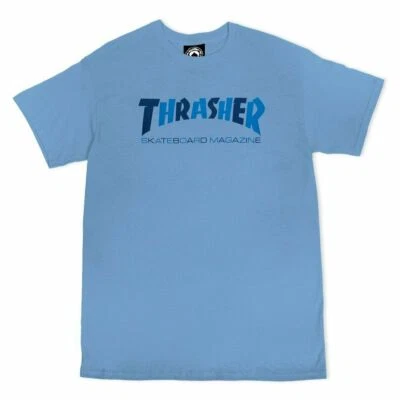 Thrasher Magazine CHECKERS SKATE MAG LOGO Skateboard T Shirt CAROLINA BLUE - Image 1 of 2