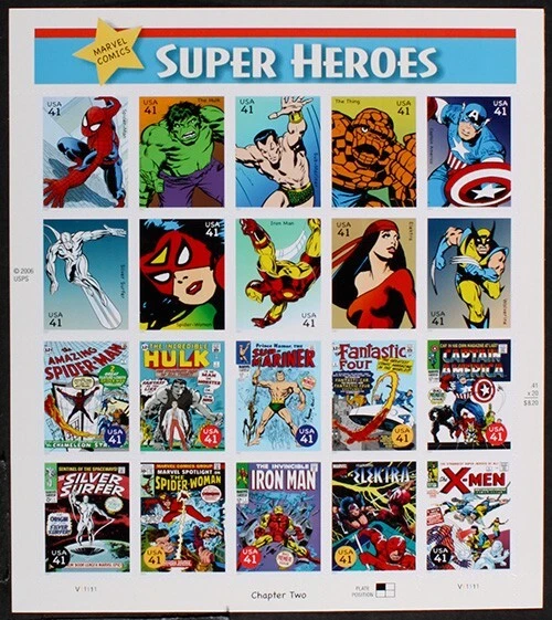 4159, 41¢ Marvel Comics Super Héroes hoja de 20, MNH Foto 1 de 1
