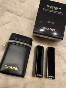CHANEL Rouge Allure Velvet Set of 2 Lipsticks 458 459 LES PERLES Pouch - Picture 1 of 4