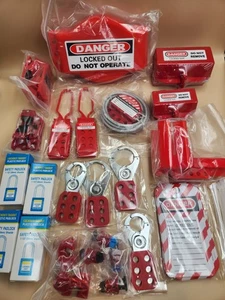 Kit de etiquetado de bloqueo QWork Kit de loto eléctrico para riesgo eléctrico Nuevo. Ver fotos - Imagen 1 de 5