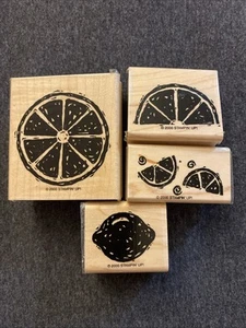Citrus Fruit Wood Mounted Rubber Stamp Craft Scrapbook Stamping Set Of 5 - Picture 1 of 2