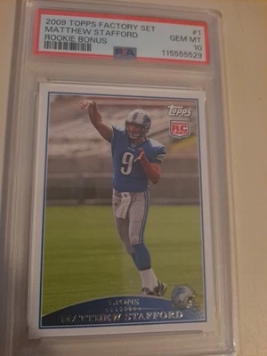 2009 Topps Factory Set Bonus Rookies Rookie #1 Matthew Stafford  PSA Gem Mt 10 - Image 1 of 4