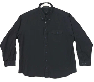 J. Peterman Black Wool Flannel Button-Down Shirt Navy Nautical Buttons Men's XL - Picture 1 of 21