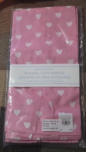 NUEVO Juego de 5 servilletas de tela rosa Pottery Barn para niños con corazones blancos delicado regalo - Imagen 1 de 8