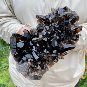 2.19LB Natural smoky black quartz cluster crystal mineral specimen healing - Picture 1 of 12