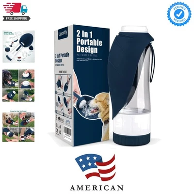 2-in-1 BPA-Free Dog Water Bottle & Food Dispenser - Perfect for Travel & Hiking - Image 1 of 4