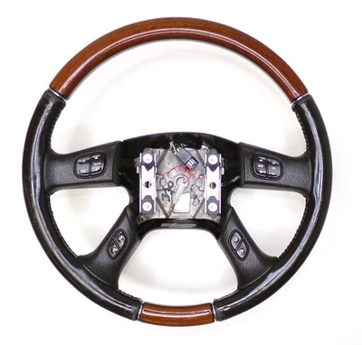 Chevrolet 03-06 Tahoe Suburban Yukon Escalade  Steering Wheel Black Leather Wood Foto 1 de 4