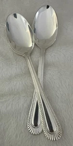 2 WALLACE Wickham Deep Silverplate Dinner Spoon Tablespoon Flatware Fan Bead 7.5 - Picture 1 of 7