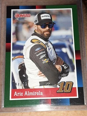 2021 Donruss Racing Aric Almirola RETRO GREEN BORDER Base Card 134 #/99!! - Image 1 of 2