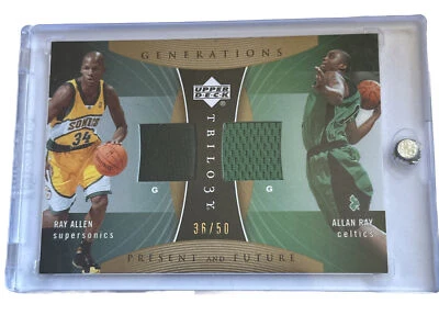 UD TRILOGY DOUBLE SWATCH OF RAY ALLEN & ALLAN RAY, SONICS/CELTICS ,No.36/50 - Image 1 of 2