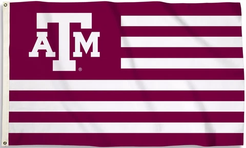 Texas A&M Aggies 3' x 5' Flag (Stripes With "ATM" Logo) NCAA Licensed Cover