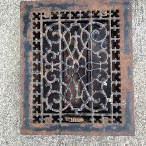 Vintage Decorative 12x10 Cast Iron Vent Grill Cold Air Return Floor Grate  🔥 Cover