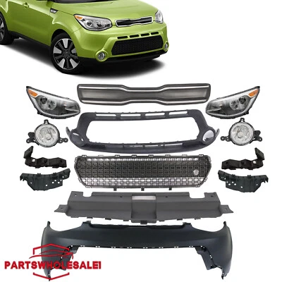 For 2014-2016 Kia Soul Front Grille/Bumper Cover/Fog Lights/Headlights Set 13Pcs Foto 1 de 4