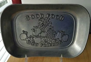 Wilton Armetale "Good Food Good Friends" großes Brot Serviertablett 10,5" x 6,75" - Bild 1 von 3