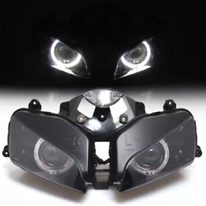 White Angel Eyes Fully Headlight Assembled Lamp Fit For Honda CBR1000RR 03-2006 - Picture 1 of 13