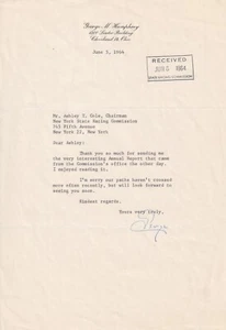 George M. Humphrey, US Secretary of Treasury in Eisenhower Admin, signed letter - Picture 1 of 1