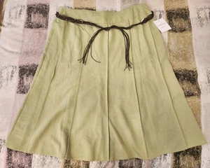 Emma James Midi Skirt Women’s Size 18W Linen Blend A-line Green W Belt - Picture 1 of 8