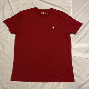 Abercombie & Fitch Shirt Boy Large Red Short Sleeve Youth Crew Neck Soft Tee - Picture 1 of 6