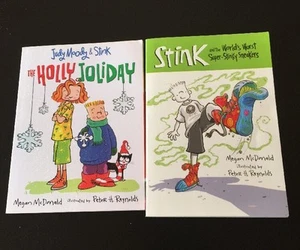 LOT OF 2 JUDY MOODY BOOKS STINK MEGAN MCDONALD THE HOLLY JOLIDAY STINKY SNEAKER - Picture 1 of 5