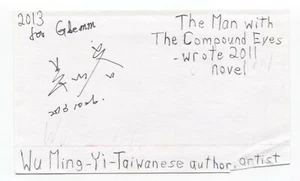 Wu Ming-yi Signed 3x5 Index Card Autographed Signature Activist Author - Picture 1 of 2
