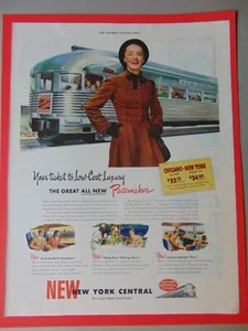 1947 NUEVA YORK CENTRAL RailRoad El Nuevo Tren Marcapasos Anuncio impreso de arte vintage - Imagen 1 de 1