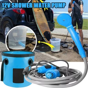 12V Shower Water Pumps Camping Shower Portable Outdoor Hiking Camp w/ 20L Bucket - Picture 1 of 14