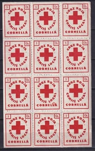 SCW Cornellá Red Cross Allepuz 8 complete sheet with variety MNH-VF - Picture 1 of 1
