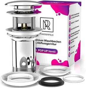 Waschbecken Stöpsel Ablaufgarnitur POP UP Ventil mit Überlauf Abfluss Chrom - Bild 1 von 4