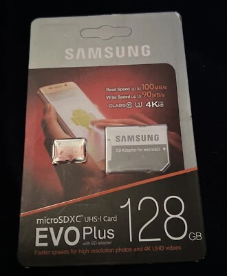Samsung Evo Plus 128GB UHS-1 Micro SDXC Card 90MB/s & Adapter - Image 1 of 2