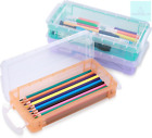 JIANTA 3er-Pack stapelbare Bleistiftboxen, Kunststoff-Bleistiftetui mit knapp dichtem Deckel,