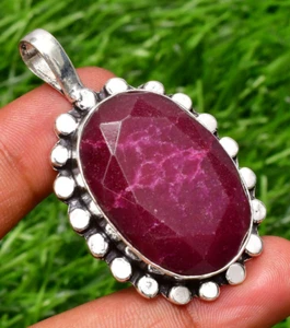 Amazing Ruby Pendant Gemstone 925 Sterling Silver Handmade Jewelry Pendant 2.10" - Picture 1 of 6