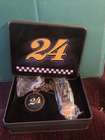 Jeff Gordon #24 Collectible Folding Knife, Pocket Watch in Tin Cover