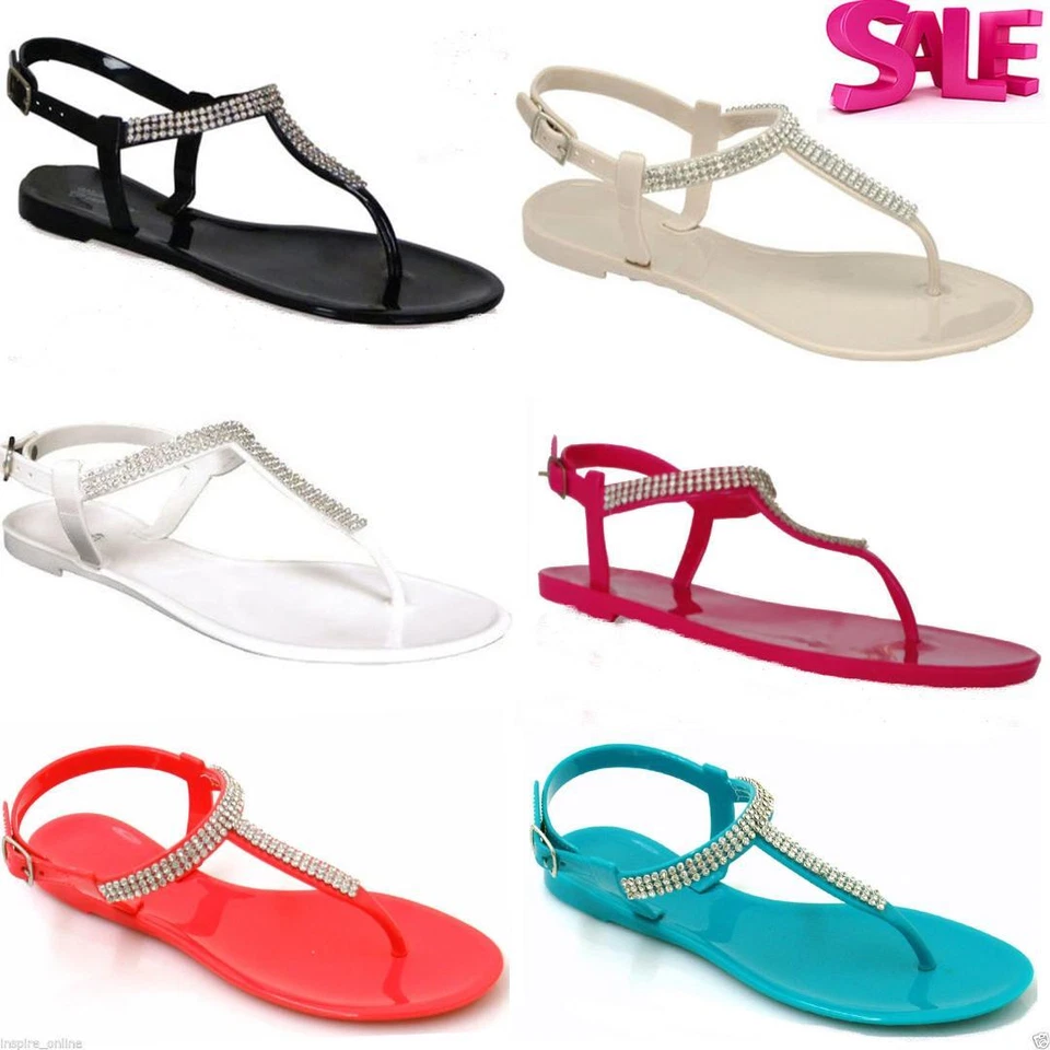 LADIES WOMENS RETRO FLAT JELLY BEACH SANDALS SUMMER GIRLS FLIP FLOPS SHOES SIZE