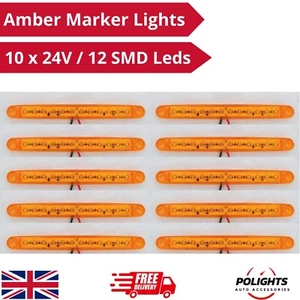 Luces de señalización laterales naranja/ámbar 24V x 10 lámparas de contorno perimetral 12 LED camiones - Imagen 1 de 5