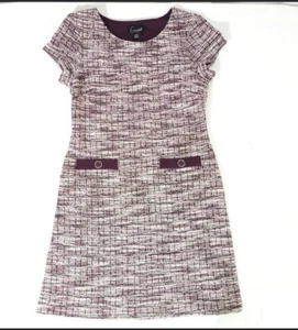 CONNECTED Purple Tweed 8 Petite Welt-Pocket-Detail Sheath Dress - Picture 1 of 6