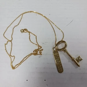 QVC Titanic 1st Class Sterling Gold Tone Clad Key Slide with Chain 925 - Picture 1 of 11