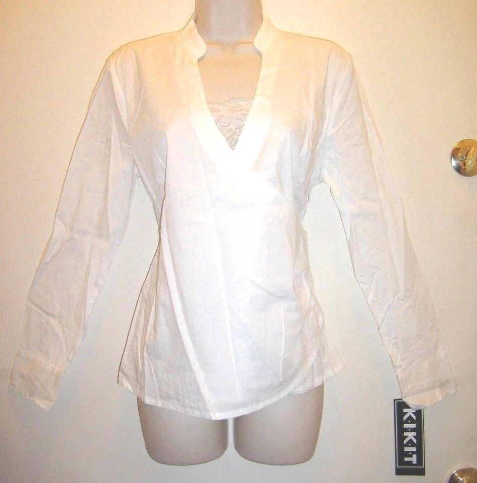 Camisa Top Para Mujer Vintage K.I.K.I.T Envolvente Frontal Encaje Acento Carrera Iglesia Talla M  Foto 1 de 1