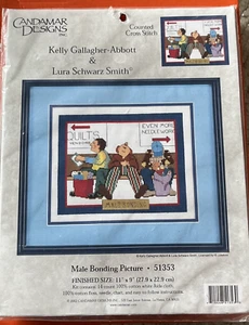 Candamar Designs 'Male Bonding' Counted Cross Stitch 11x9 NOS New Sealed - Picture 1 of 7