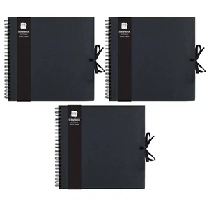 3 x Scrapbook 40 Sheets DIY Photo Album Hardcover Scrapbooking Book Gift - Black - Picture 1 of 6