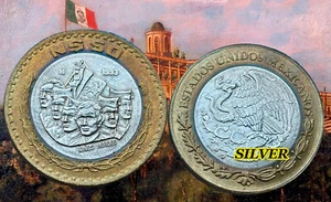 MEXICO 50 PESOS 1993 NIÑOS HEROES CENTRE SILVER - Picture 1 of 3