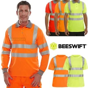 Camiseta Polo Hi Vis Viz Alta Visibilidad Manga Corta y Larga Seguridad Trabajo Top - Imagen 1 de 9