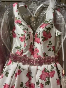 Angela and Allison 62008 White Pink Floral Homecoming Dress SALE NWT sz 6 - Picture 1 of 4