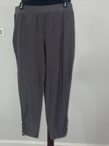 Maurices Capri Leggings Womens XLarge Gray Lace Calf Elastic Band Waist - Picture 1 of 7