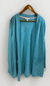 Isaac Mizrahi Sweater Cardigan Womens Size 1X Blue Pockets New A350947 - Picture 1 of 3