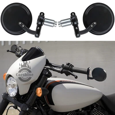 Motorcycle 7/8" Bar End RearView Side Mirrors For Harley Davidson Street Rod 750 Foto 1 de 4