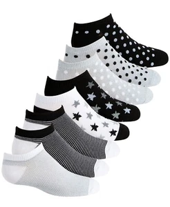 Planet Sox Toddler and Little Girls 8-Pack Dot & Star No-Show Socks S & M - Picture 1 of 4
