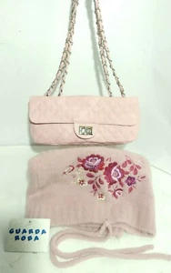 PINK Quilted Shoulder Chain BAG SET with NECK WARMER - Picture 1 of 9