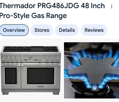 Gama de termadores de 6 quemadores de gas natural de 48 pulgadas. Foto 1 de 4